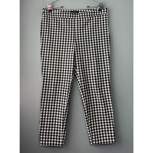 Talbots Chatham Ankle Pants Size 12 Petite Black White Gingham Preppy Pin Up - Picture 1 of 14